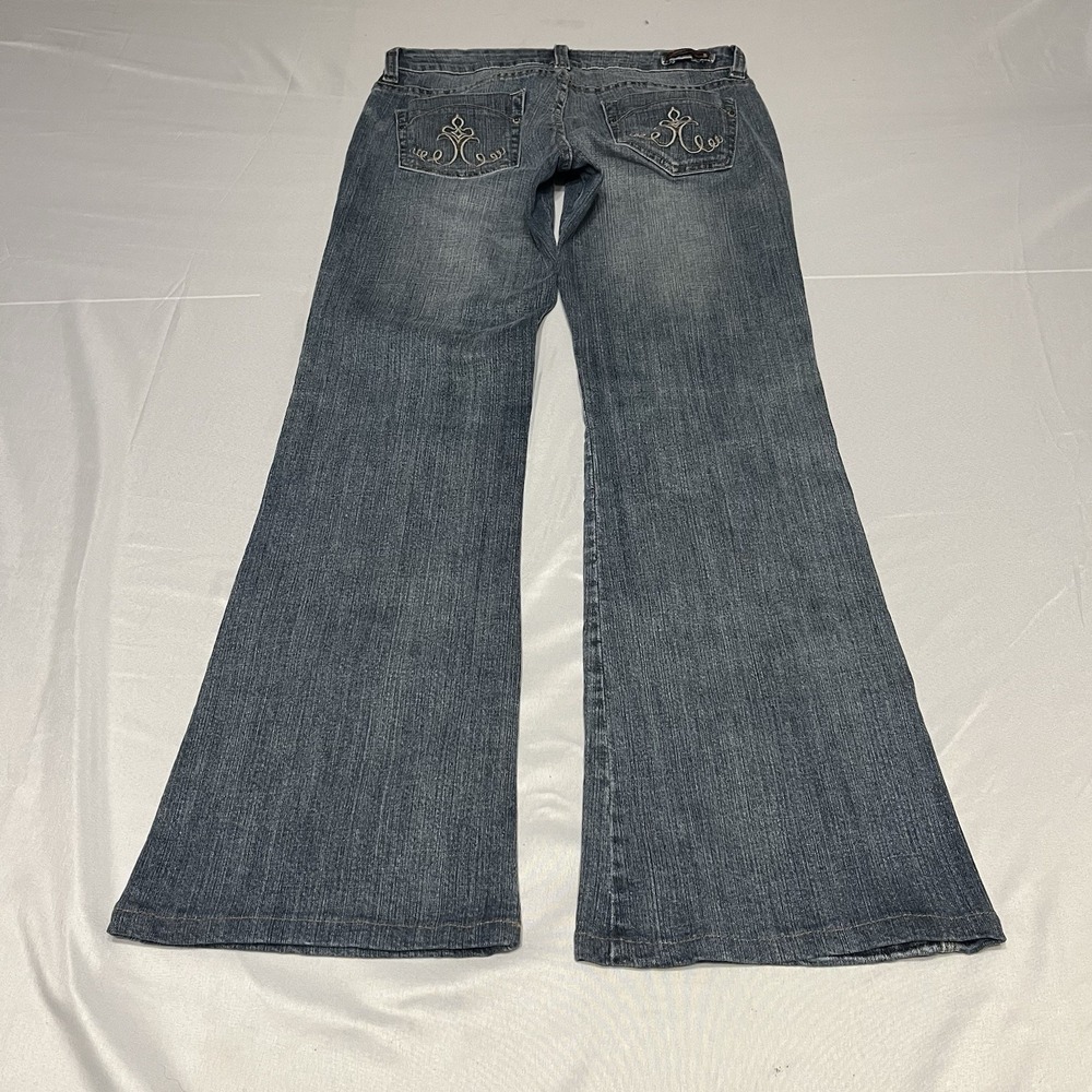 Y2K Low Rise Flare Women's Jeans Size 9 Fits 30x31 Dark Wash Blue Stretch Denim